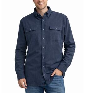 Mizzen + Main Men's Classic Fit Stretch Flannel Button-Down Shirt Navy Blue XXL
